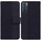 For OPPO Reno6 5G Geometric Embossed Leather Phone Case(Black) - 1