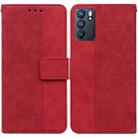 For OPPO Reno6 5G Geometric Embossed Leather Phone Case(Red) - 1