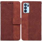 For OPPO Reno6 Pro 5G Geometric Embossed Leather Phone Case(Brown) - 1