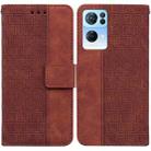 For OPPO Reno7 Pro 5G Geometric Embossed Leather Phone Case(Brown) - 1