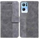 For OPPO Reno7 Pro 5G Geometric Embossed Leather Phone Case(Grey) - 1
