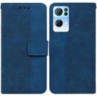 For OPPO Reno7 Pro 5G Geometric Embossed Leather Phone Case(Blue) - 1