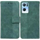 For OPPO Reno7 Pro 5G Geometric Embossed Leather Phone Case(Green) - 1