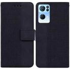 For OPPO Reno7 Pro 5G Geometric Embossed Leather Phone Case(Black) - 1