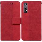 For OPPO Realme 7 / Narzo 20 Pro Geometric Embossed Leather Phone Case(Red) - 1