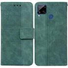 For OPPO Realme C15 Geometric Embossed Leather Phone Case(Green) - 1