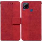 For OPPO Realme C15 Geometric Embossed Leather Phone Case(Red) - 1