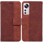 For Xiaomi 12 / 12X Geometric Embossed Leather Phone Case(Brown) - 1