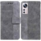 For Xiaomi 12 / 12X Geometric Embossed Leather Phone Case(Grey) - 1