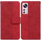For Xiaomi 12 / 12X Geometric Embossed Leather Phone Case(Red) - 1
