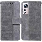 For Xiaomi 12 Pro Geometric Embossed Leather Phone Case(Grey) - 1