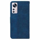 For Xiaomi 12 Pro Geometric Embossed Leather Phone Case(Blue) - 3