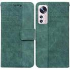 For Xiaomi 12 Pro Geometric Embossed Leather Phone Case(Green) - 1