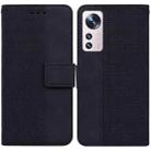For Xiaomi 12 Pro Geometric Embossed Leather Phone Case(Black) - 1