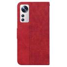 For Xiaomi 12 Pro Geometric Embossed Leather Phone Case(Red) - 3