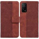 For Xiaomi Mi 10T Pro 5G / 10T 5G Geometric Embossed Leather Phone Case(Brown) - 1