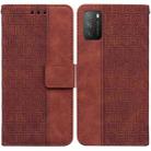 For Xiaomi Poco M3 / Redmi 9 Power Geometric Embossed Leather Phone Case(Brown) - 1