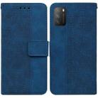 For Xiaomi Poco M3 / Redmi 9 Power Geometric Embossed Leather Phone Case(Blue) - 1