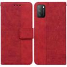 For Xiaomi Poco M3 / Redmi 9 Power Geometric Embossed Leather Phone Case(Red) - 1