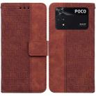 For Xiaomi Poco M4 Pro Geometric Embossed Leather Phone Case(Brown) - 1