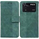 For Xiaomi Poco M4 Pro Geometric Embossed Leather Phone Case(Green) - 1