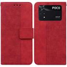 For Xiaomi Poco M4 Pro Geometric Embossed Leather Phone Case(Red) - 1