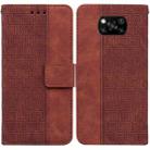 For Xiaomi Poco X3 NFC / Poco X3 Geometric Embossed Leather Phone Case(Brown) - 1