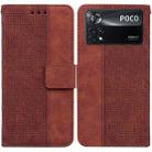 For Xiaomi Poco X4 Pro 5G Geometric Embossed Leather Phone Case(Brown) - 1