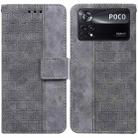 For Xiaomi Poco X4 Pro 5G Geometric Embossed Leather Phone Case(Grey) - 1