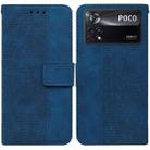 For Xiaomi Poco X4 Pro 5G Geometric Embossed Leather Phone Case(Blue) - 1