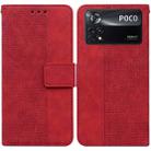 For Xiaomi Poco X4 Pro 5G Geometric Embossed Leather Phone Case(Red) - 1