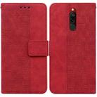 For Xiaomi Redmi 8 / 8A Geometric Embossed Leather Phone Case(Red) - 1