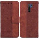 For Xiaomi Redmi 9 / 9 Prime / Poco M2 Geometric Embossed Leather Phone Case(Brown) - 1