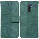 For Xiaomi Redmi 9 / 9 Prime / Poco M2 Geometric Embossed Leather Phone Case(Green) - 1