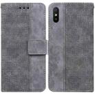 For Xiaomi Redmi 9A Geometric Embossed Leather Phone Case(Grey) - 1