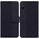 For Xiaomi Redmi 9A Geometric Embossed Leather Phone Case(Black) - 1