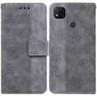 For Xiaomi Redmi 9C Geometric Embossed Leather Phone Case(Grey) - 1