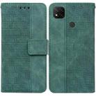 For Xiaomi Redmi 9C Geometric Embossed Leather Phone Case(Green) - 1