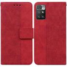 For Xiaomi Redmi 10 / 10 Prime Geometric Embossed Leather Phone Case(Red) - 1