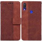 For Xiaomi Redmi Note 7S / Note 7 Geometric Embossed Leather Phone Case(Brown) - 1