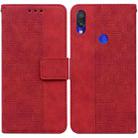 For Xiaomi Redmi Note 7S / Note 7 Geometric Embossed Leather Phone Case(Red) - 1