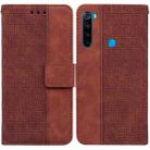 For Xiaomi Redmi Note 8 Geometric Embossed Leather Phone Case(Brown) - 1