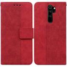 For Xiaomi Redmi Note 8 Pro Geometric Embossed Leather Phone Case(Red) - 1