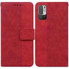 For Xiaomi Redmi Note 10 5G / Poco M3 Pro Geometric Embossed Leather Phone Case(Red) - 1