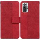For Xiaomi Redmi Note 10 Lite Geometric Embossed Leather Phone Case(Red) - 1