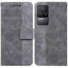 For Xiaomi Redmi K40S Geometric Embossed Leather Phone Case(Grey) - 1