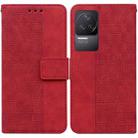 For Xiaomi Redmi K40S Geometric Embossed Leather Phone Case(Red) - 1