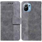 For Xiaomi Mi 11 Geometric Embossed Leather Phone Case(Grey) - 1