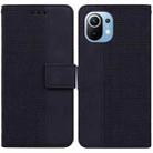 For Xiaomi Mi 11 Geometric Embossed Leather Phone Case(Black) - 1