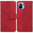For Xiaomi Mi 11 Geometric Embossed Leather Phone Case(Red) - 1